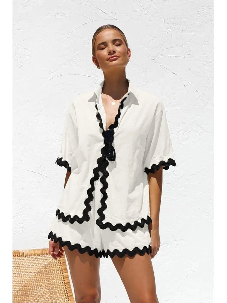 Zic Zac Patchwork Shirt And Shorts Set