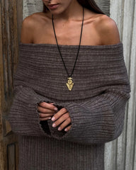 Off-Shoulder Long Sleeve Knitted Top