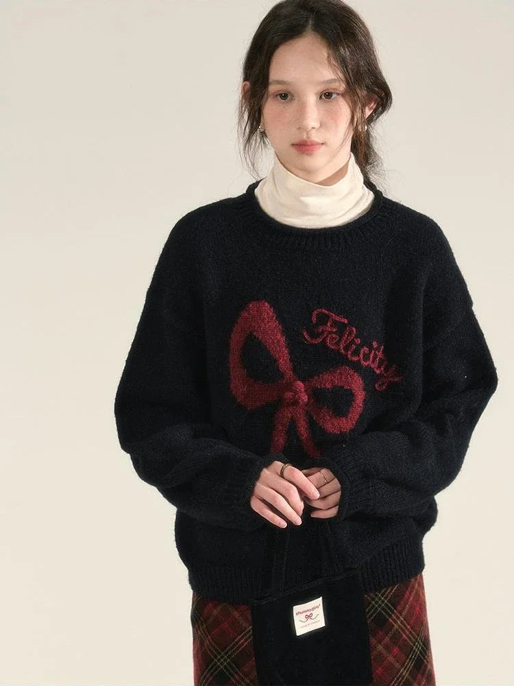 Embroidery Bow Sweater