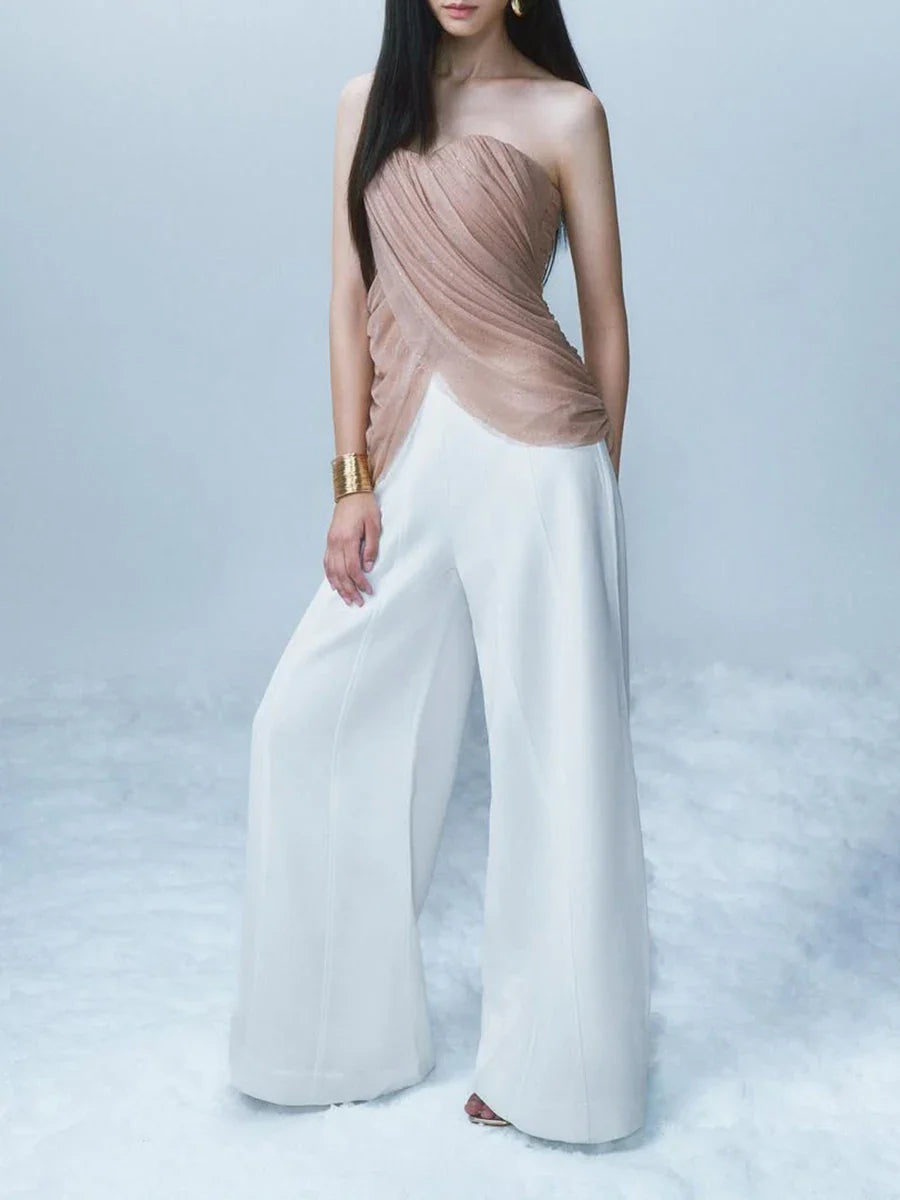 Mesh Drape Strapless Top
