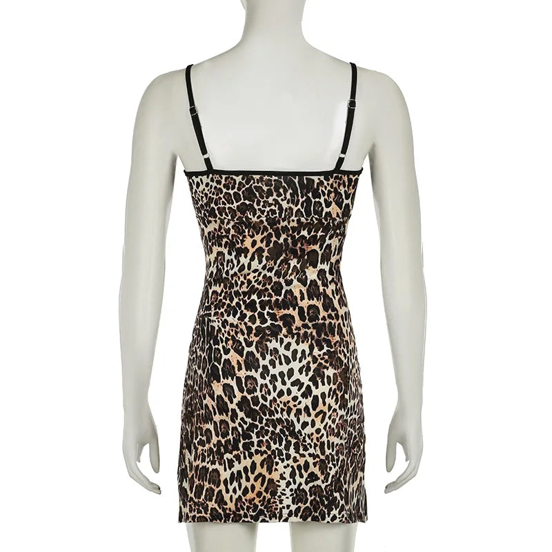 Cami Leopard Printed Slip Mini Dress