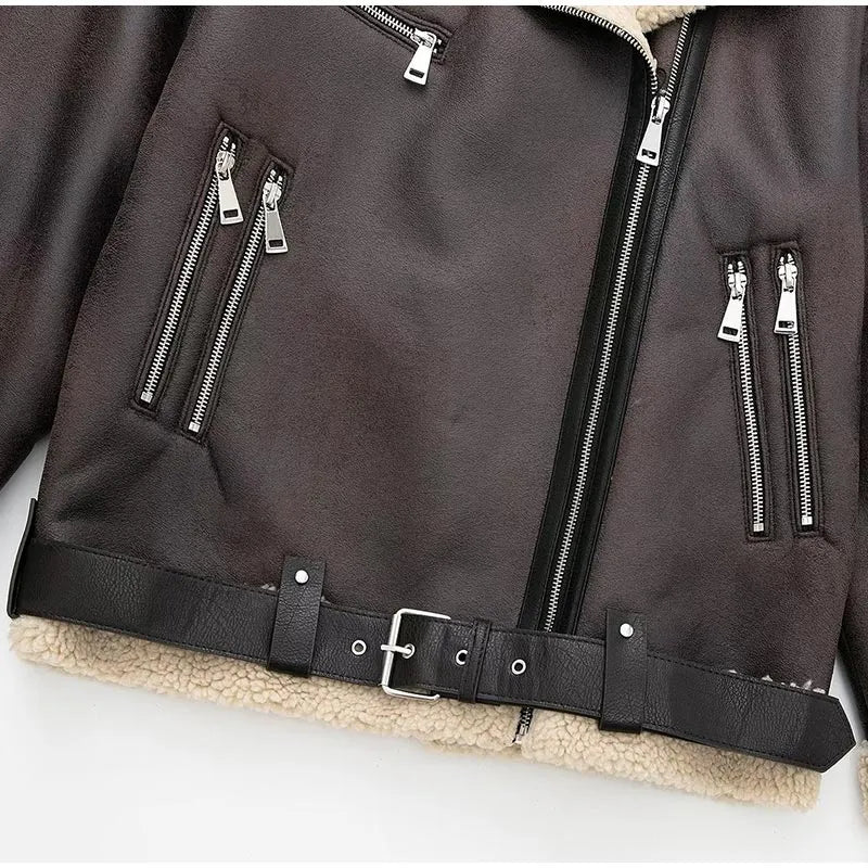 Faux Fur Double-sided Zipper Jacket