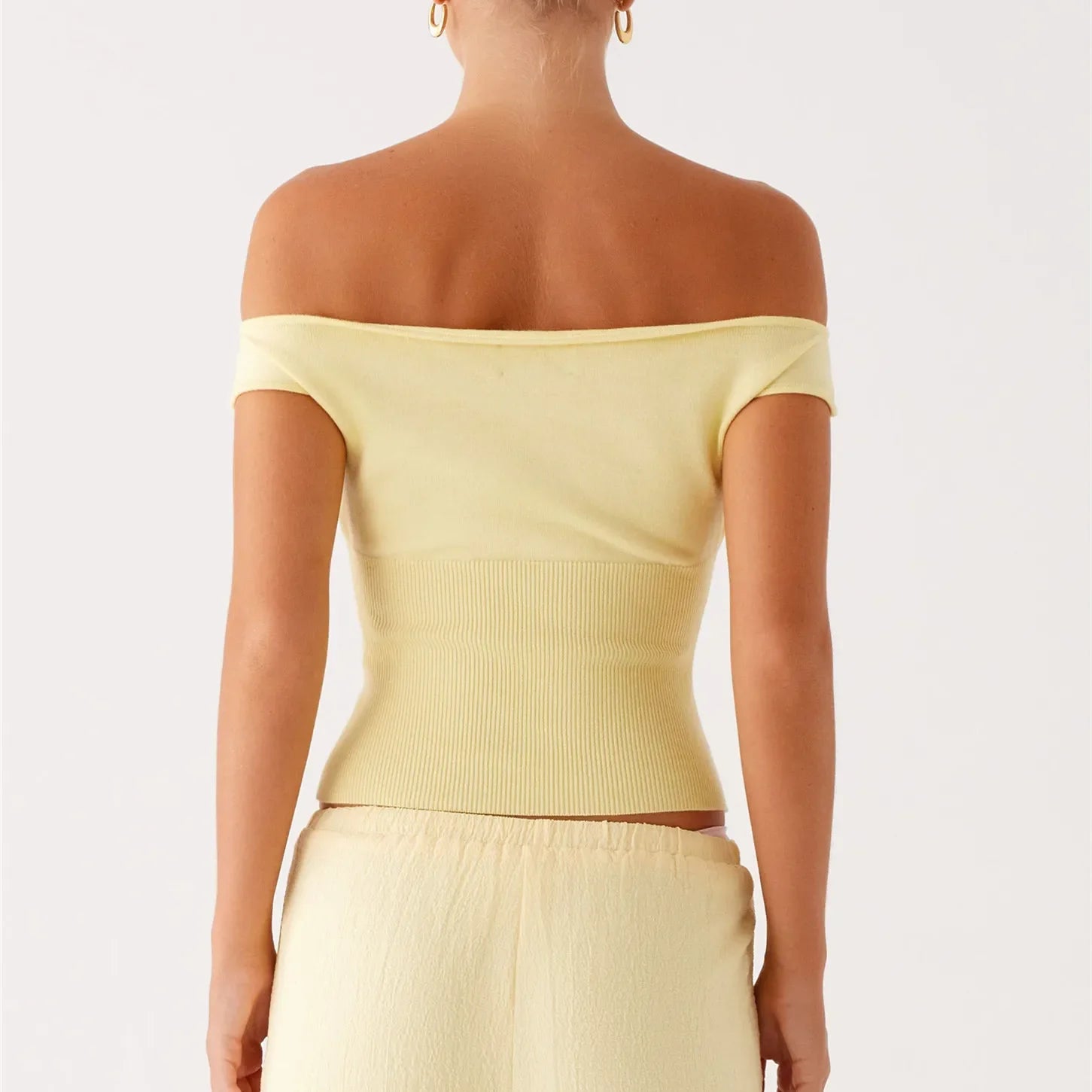 Solid Cropped Off-Shoulder Top