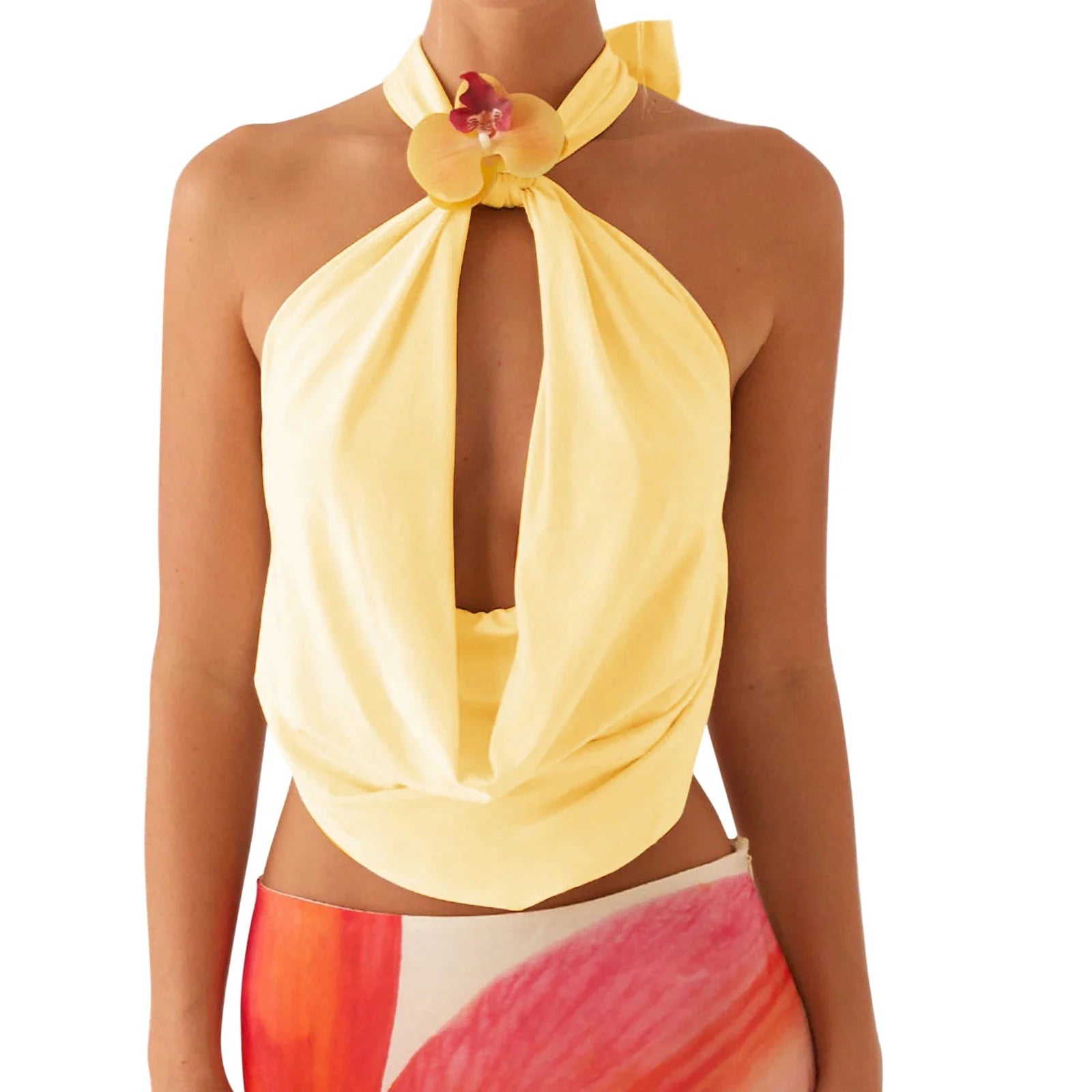 Orchid Deep Neck Halter Top