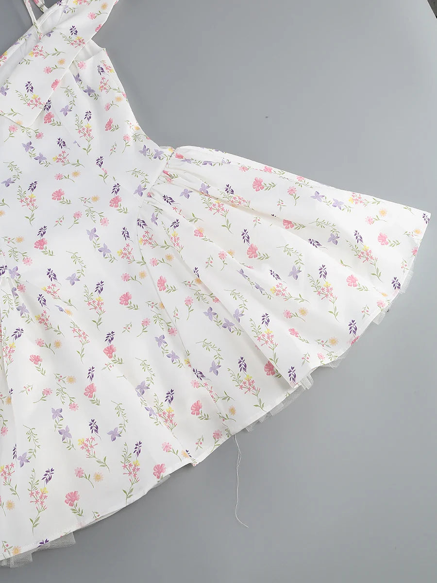 White Floral Print Off-Shoulder Mini Dress
