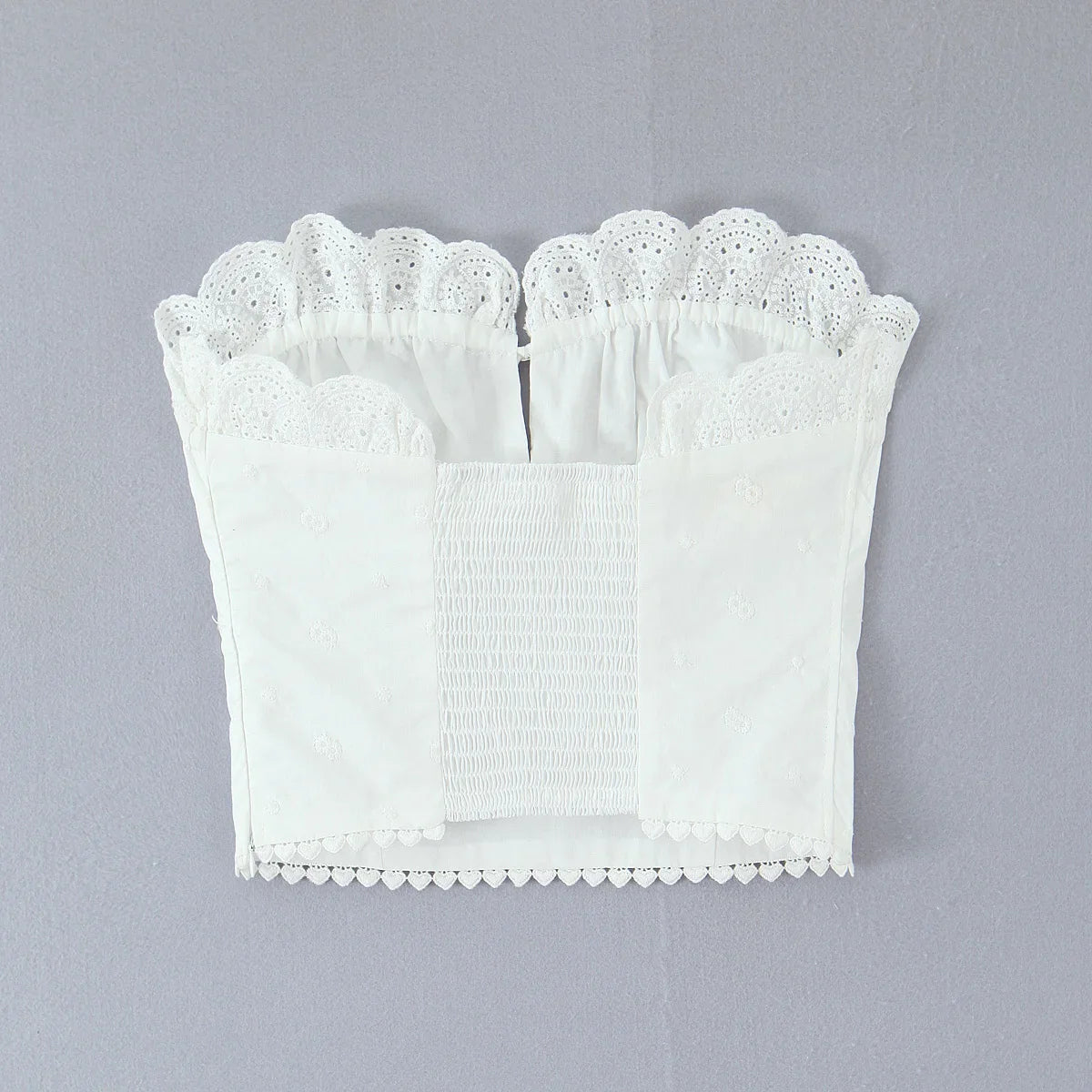 White Ruched Tie Up Crop Top