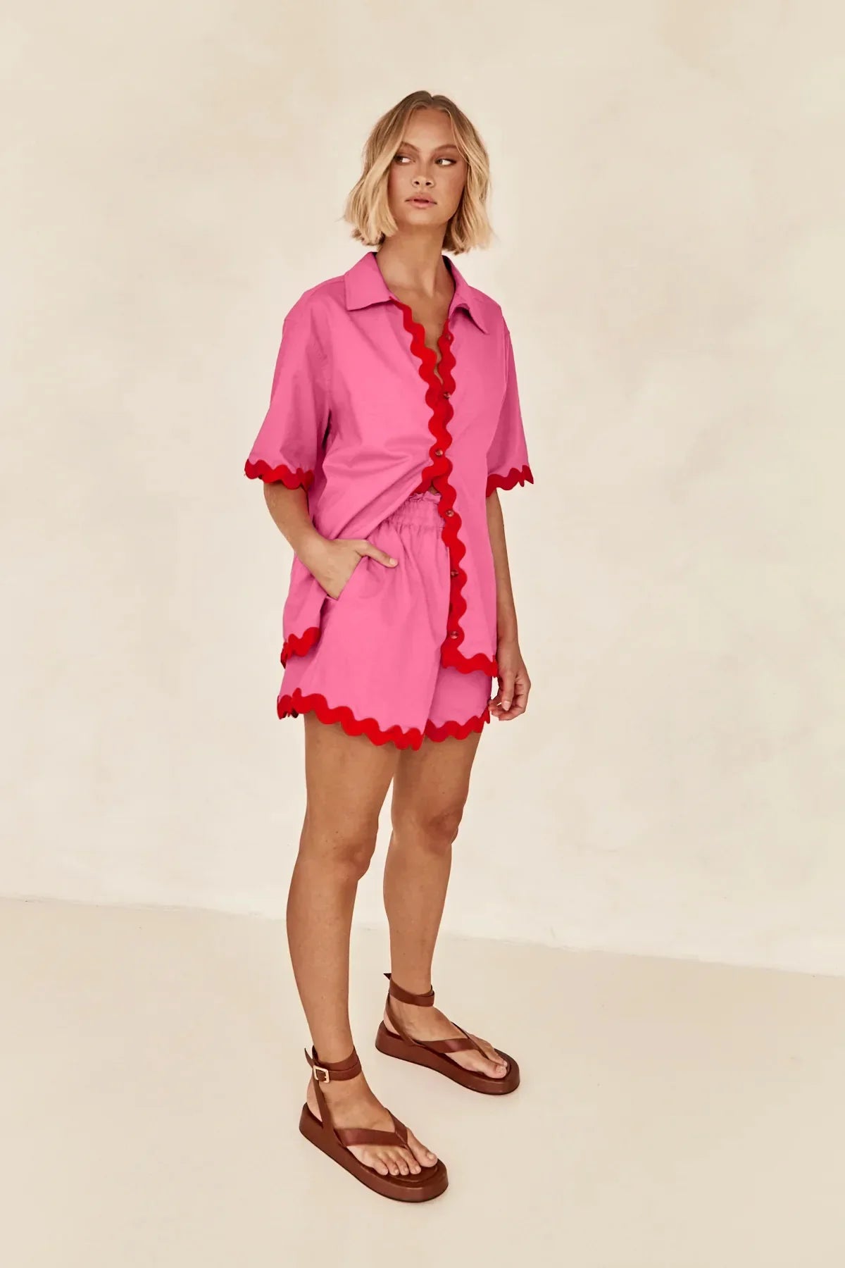 Zic Zac Patchwork Shirt And Shorts Set