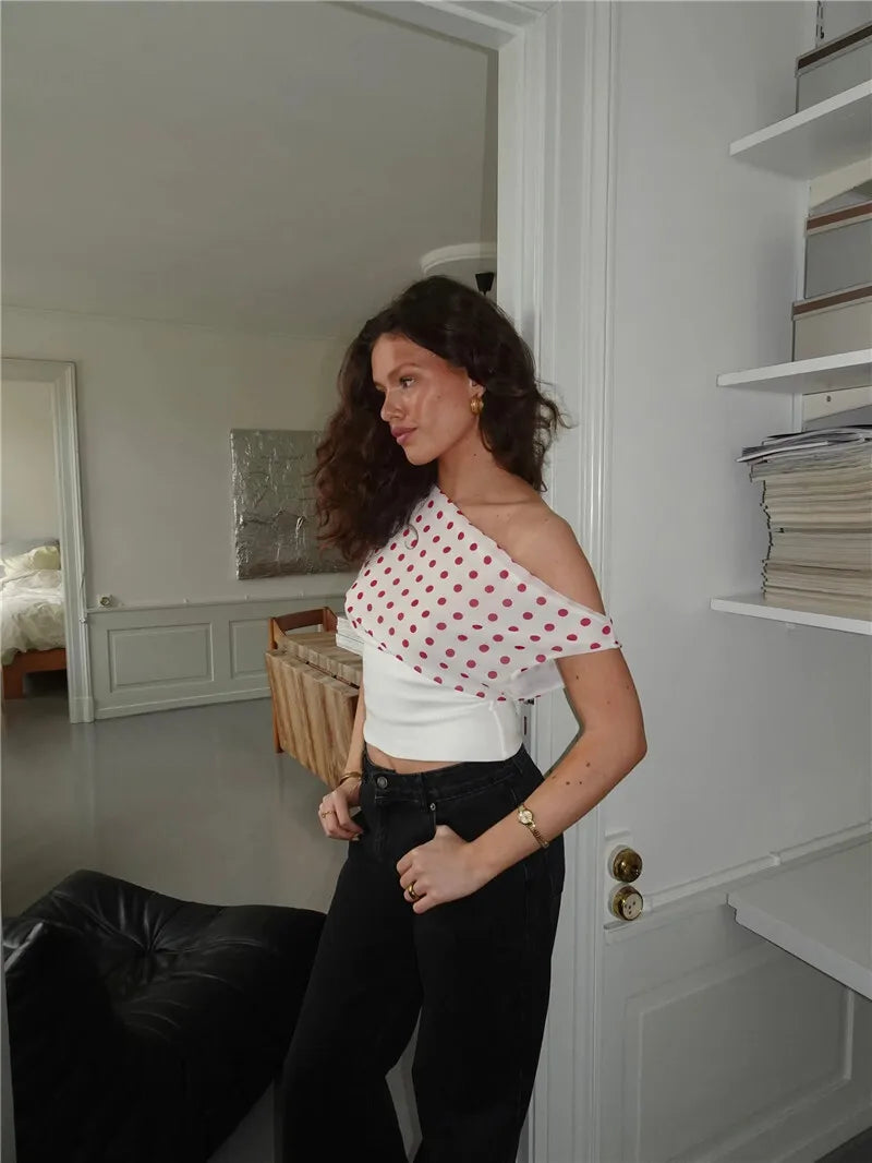Off Shoulder Polka Dot Top