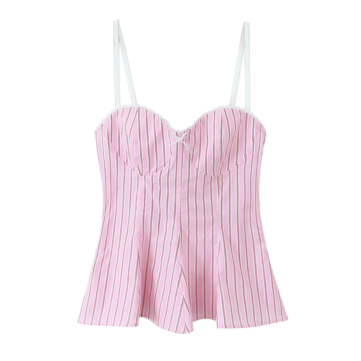 Stripe Sleeveless Pleated Top