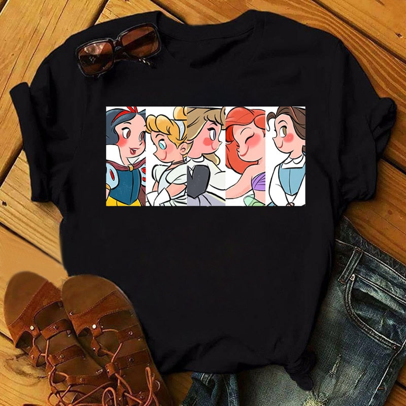 Cute Disney Princess Crew Neck Women's Top