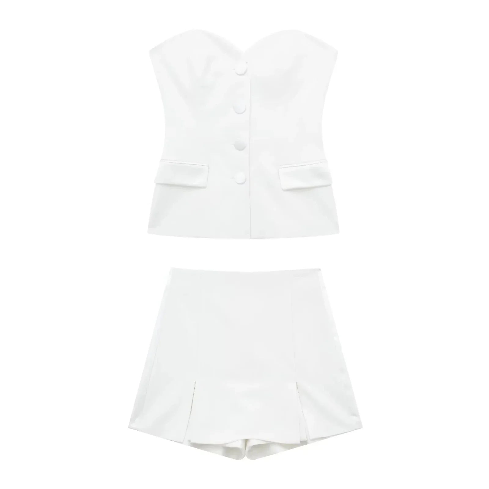 Tight Corset Top and High Waist A-line Slim Fit Short Skirt Set