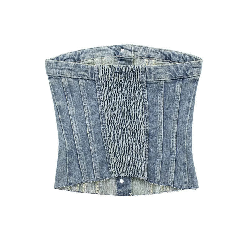 Tiago Strapless Denim Crop Top