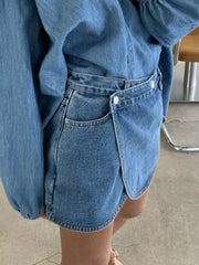 Denim Wrap Mini Skirt