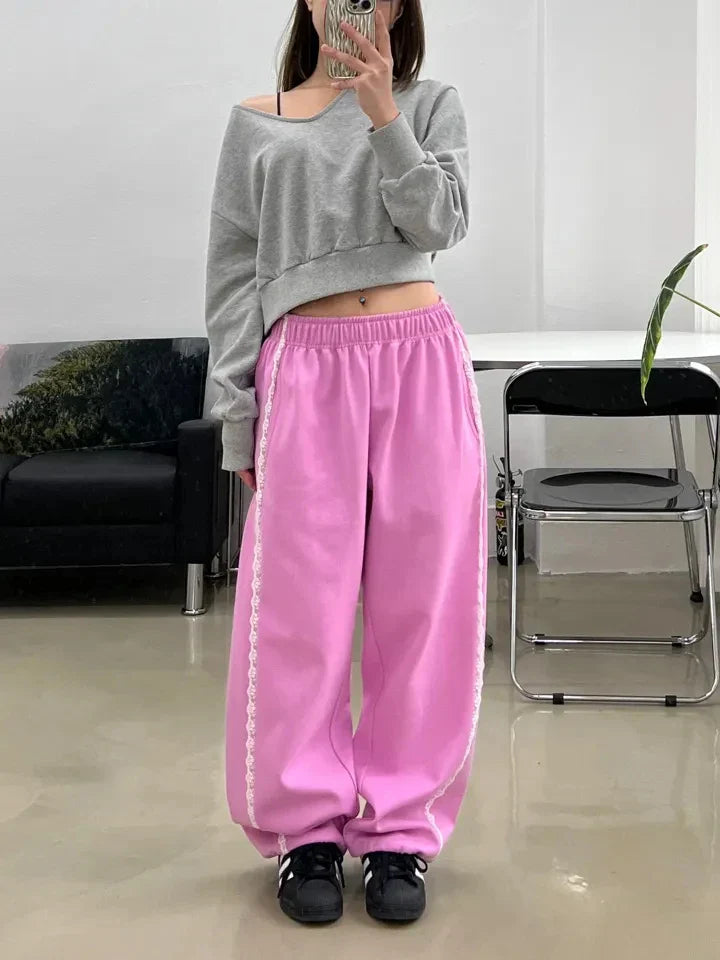 Lace Seam Trim Joggers