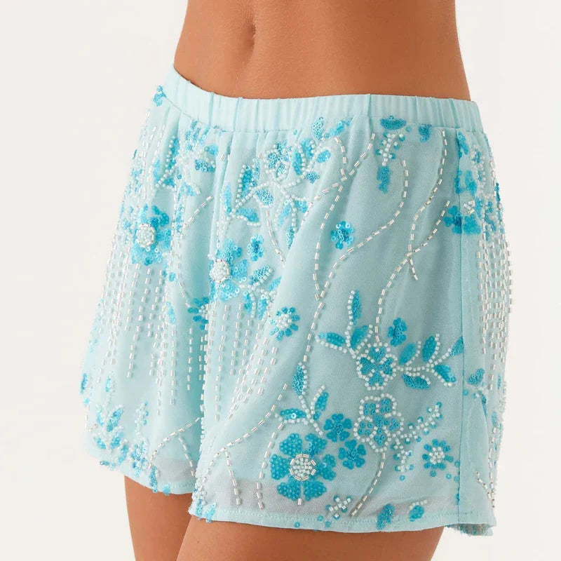 Sequins Beaded Embroidery Shorts