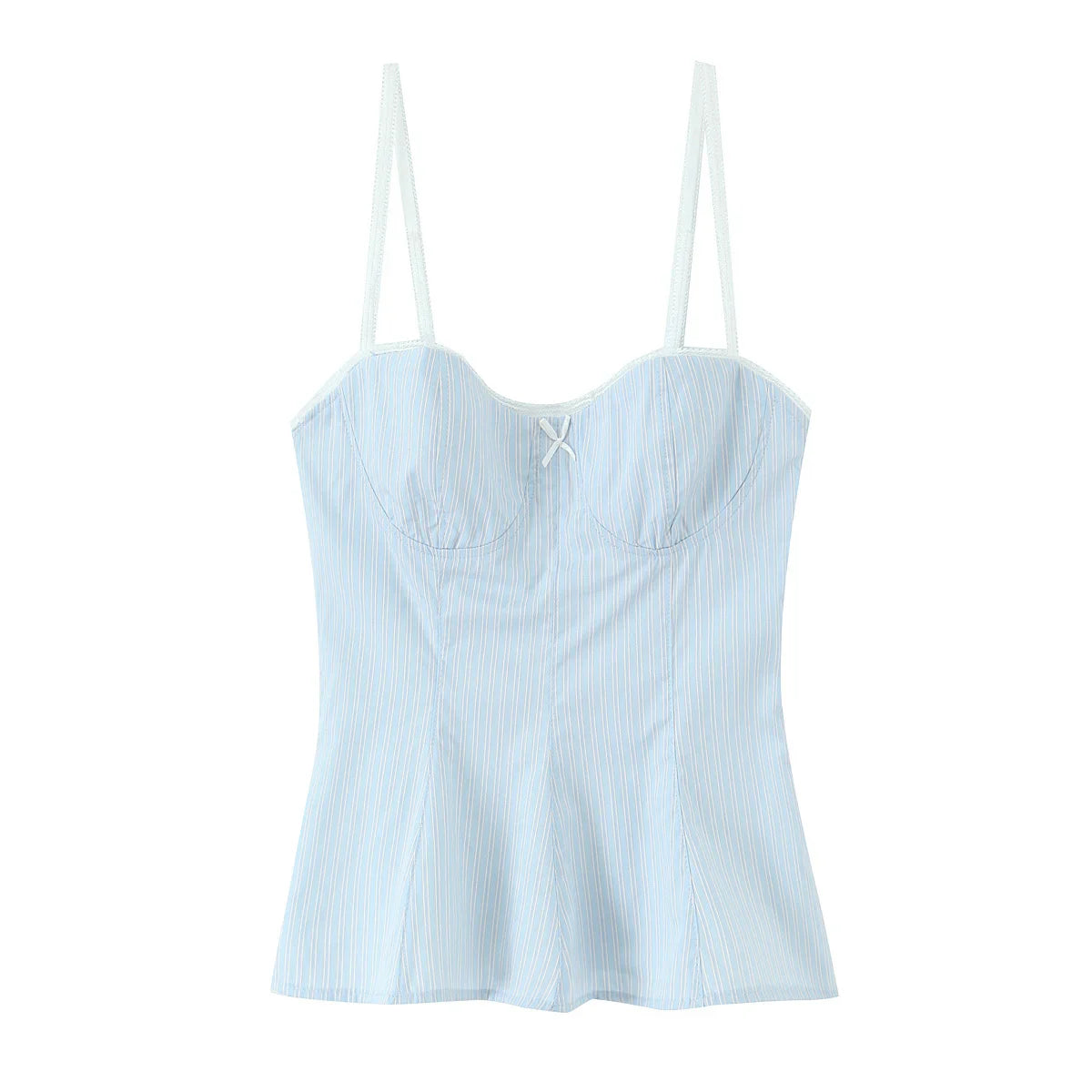 Stripe Sleeveless Pleated Top