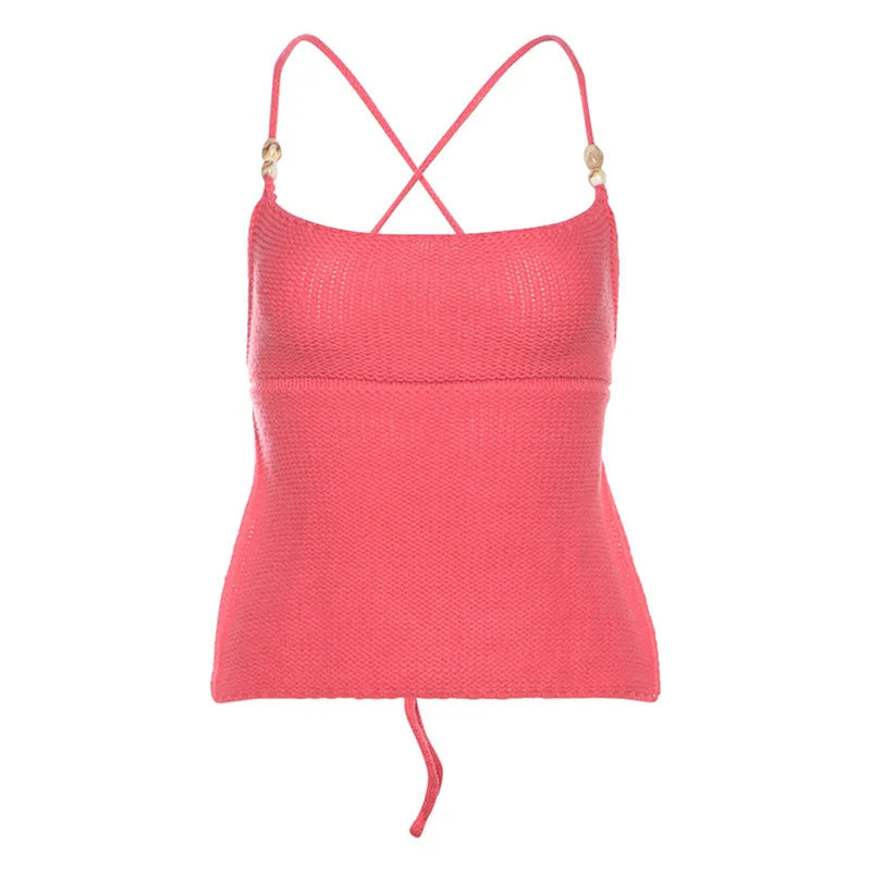 Knit Beaded Strap Top