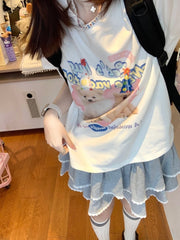 Frill Trim Drawstring Mini Skirt