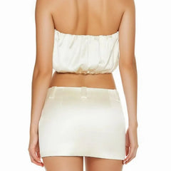 Satin Mock Pocket Mini Skirt