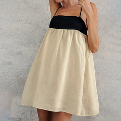 Contrast Strap Straight Mini Dress