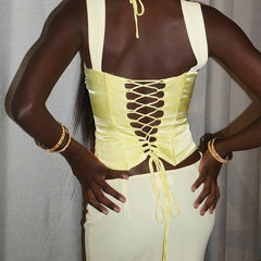 Satin Two Tone Wide Strap Top