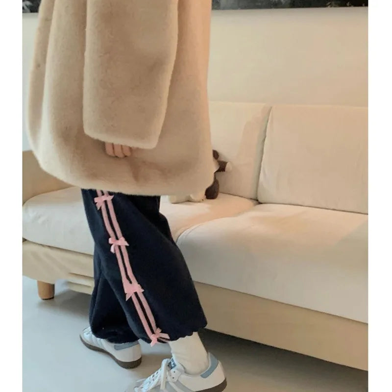Bow Knot Stripe Drawstring Joggers