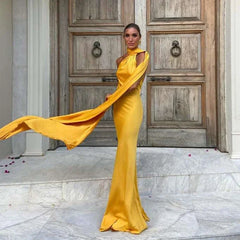 Satin Long Draped Halter Maxi Dress
