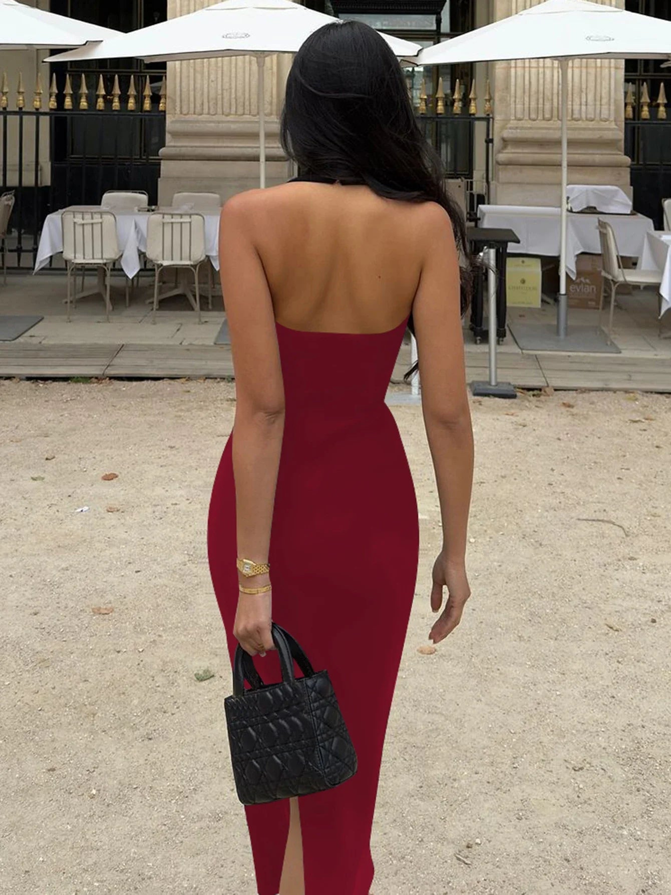 Tahiti Halter Neck Bodycon Maxi Dress