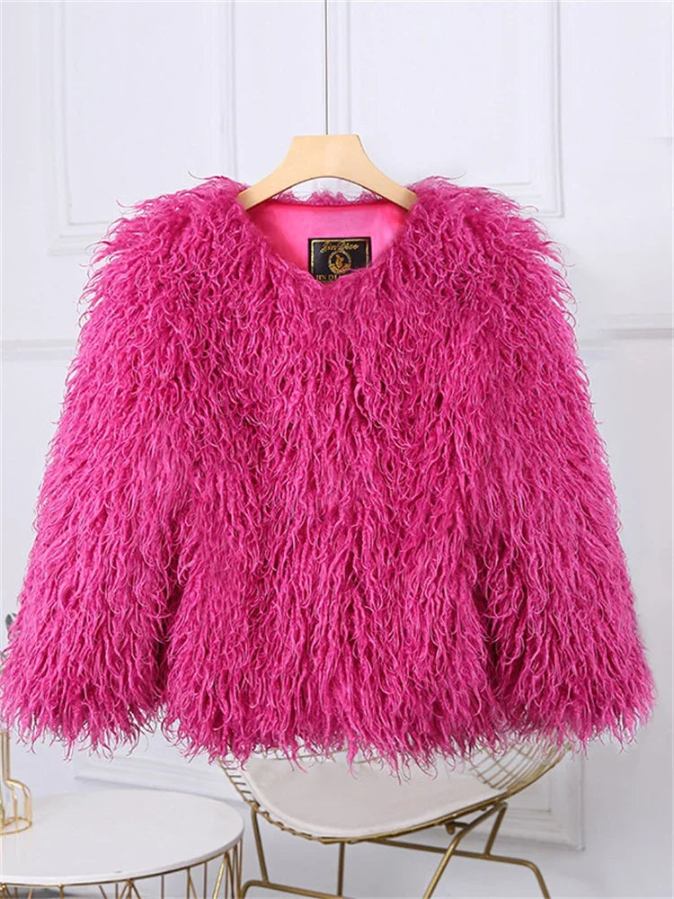 Fringe Fluffy Faux Fur Jacket