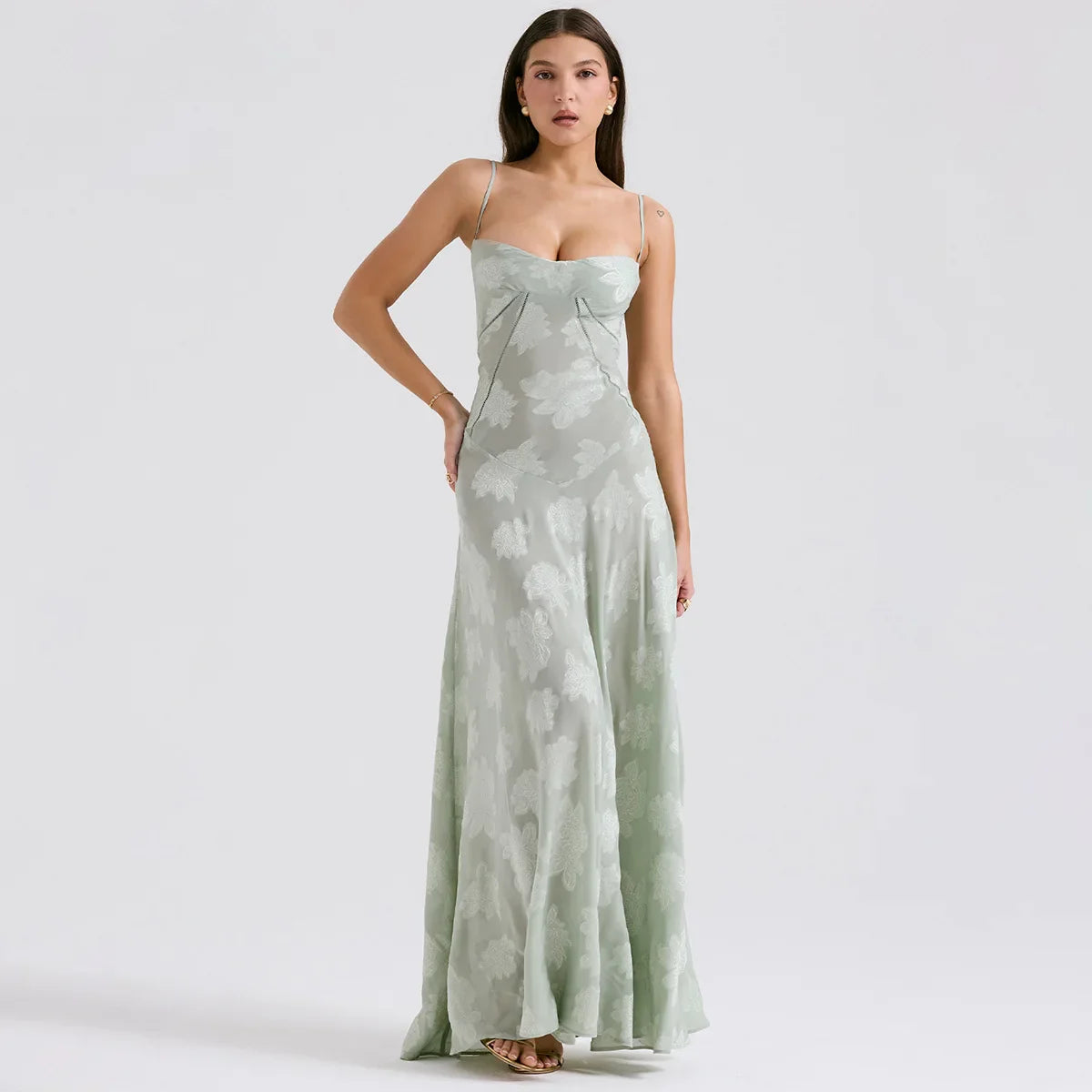 Floral Print Sheer Maxi Dress
