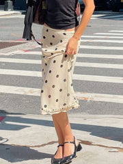 White Polka Dot Midi Skirt