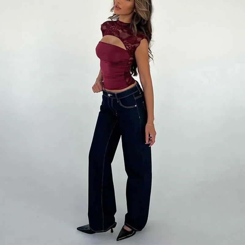 Back Lace Cut Out Top