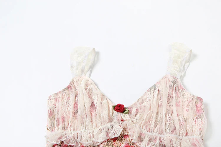 Floral Patchwork Lace Maxi Dress