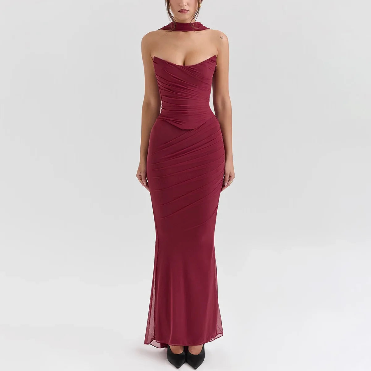 Bellamy Strapless Set With Scarf