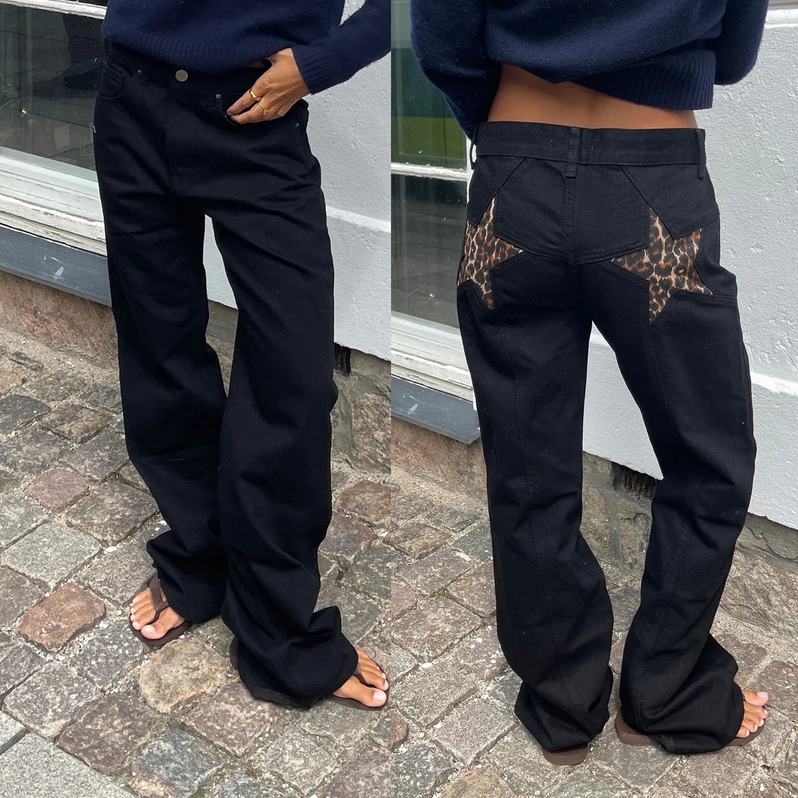 Stars Printed Pockets Denim Jeans