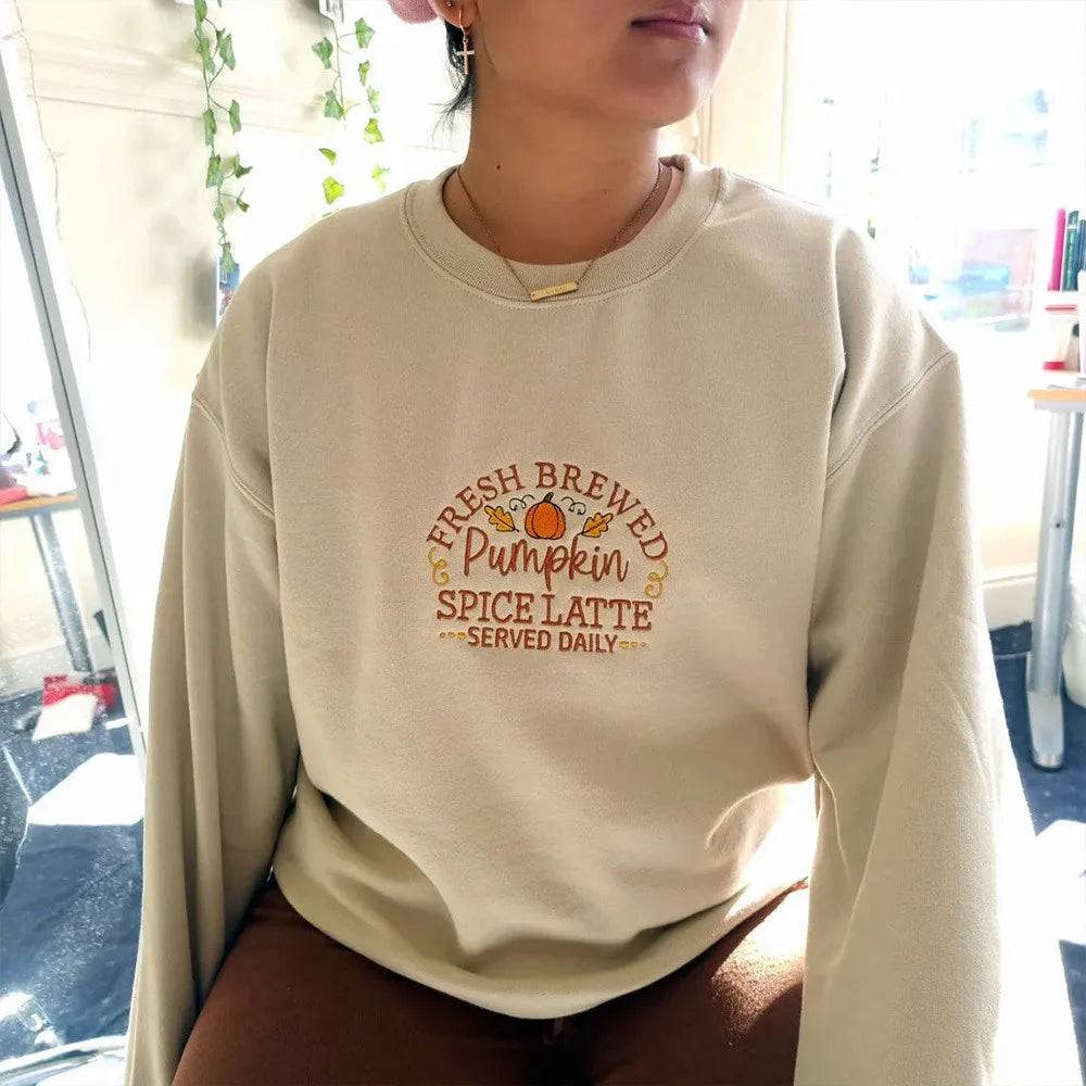 Embroidered Pumpkin Spiced Latte Jumper Sweatshirt