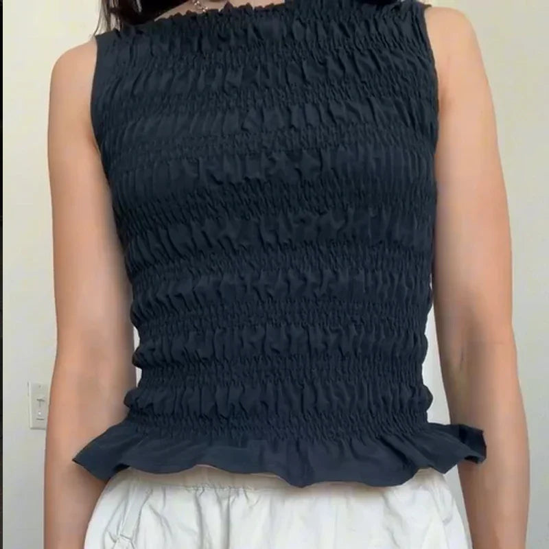 Polka Dot Ruched Tank Top