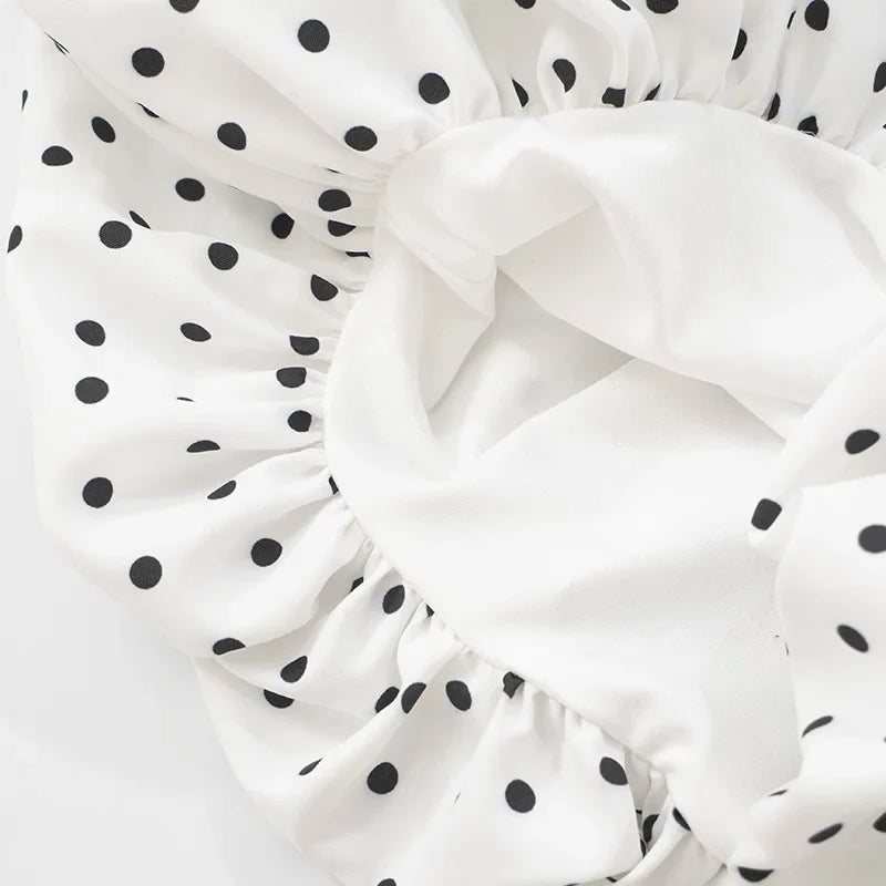 Black Patchwork Polka Dot Frill Mini Dress