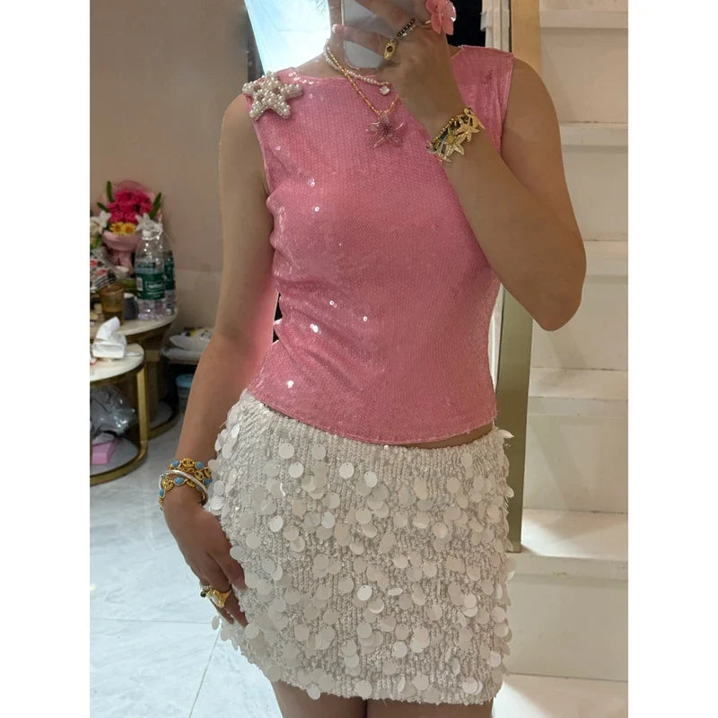 Sequin Pearl Starfish Tank Top