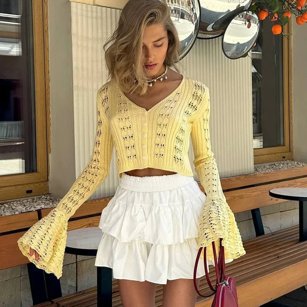 Coasting Through Hollow Out Knitted Cardigan