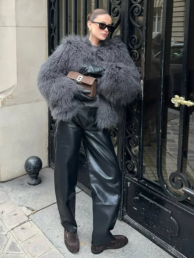 Fringe Fluffy Faux Fur Jacket