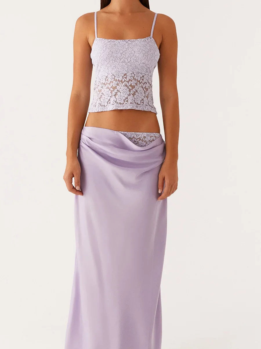 Purple Lace See-through Strappy Top