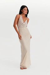White Polka Dot Strappy Midi Dress