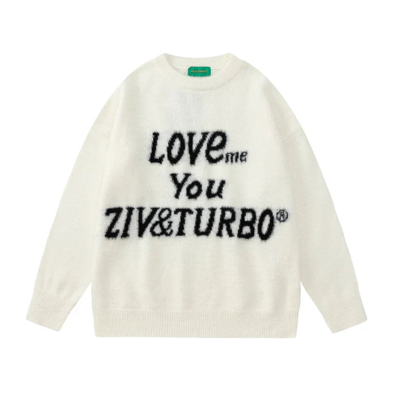 Printed Fuzzy Sweater