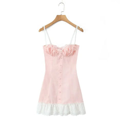 Lace Bustier Patchwork Cami Lace Up Mini Dress