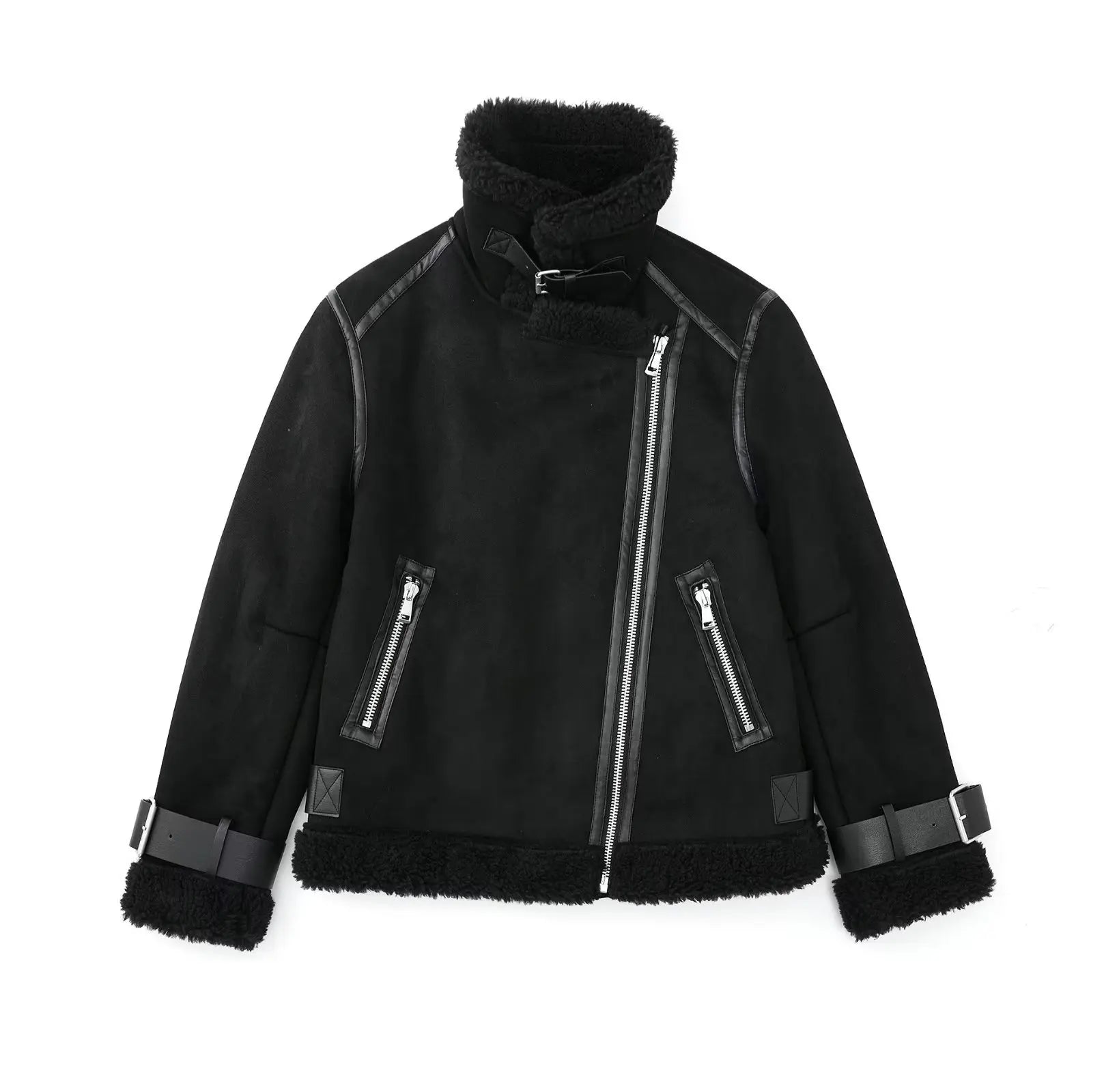 Faux Fur Double-sided Zipper Jacket