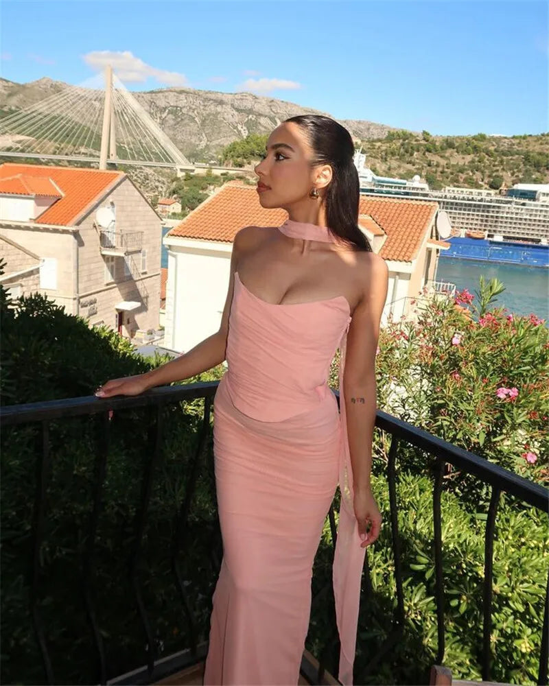 Corset And Bodycon Maxi Skirt With Neckerchief Set