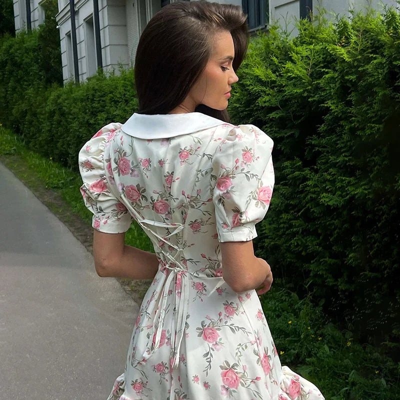 Gweny Puff Sleeves Floral Mini Dress