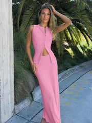 Havanna Ribbed Maxi Skirt Set