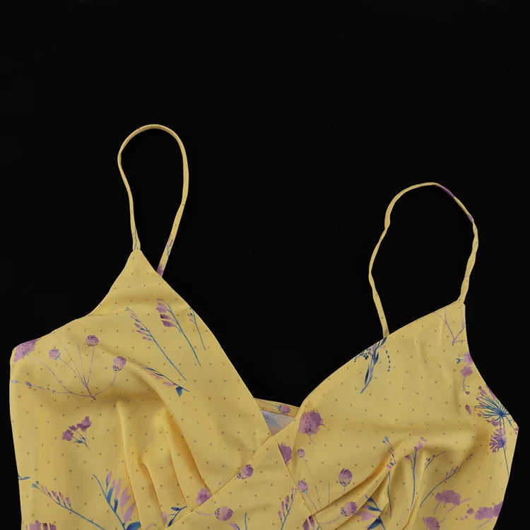 Yellow Printed Cami Maxi Dress